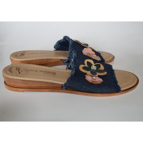 Y2K Denim Floral Applique Slides - Picture 4 of 5